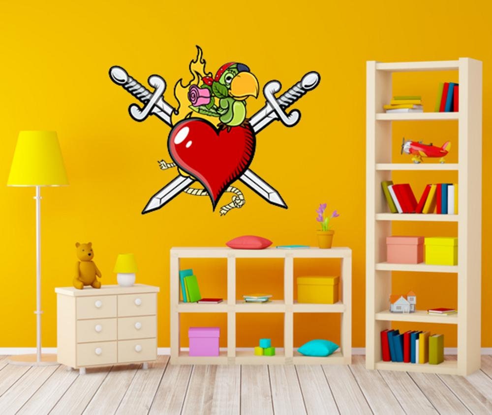 Pirate Parrot Decal, Pirate Parrot Sticker, Pirate Parrot Wall Decor