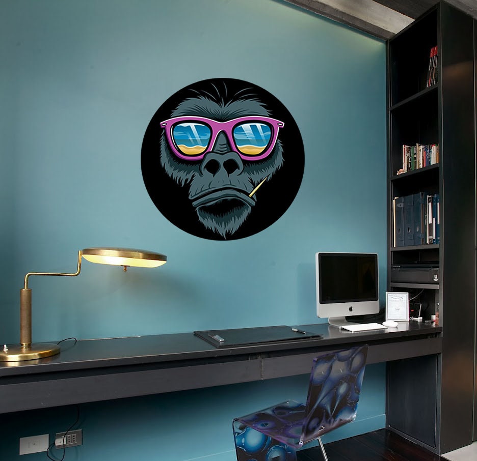 Chilling Monkey Wall Decal, Chilling Monkey Wall sticker, Chilling Monkey wall decor