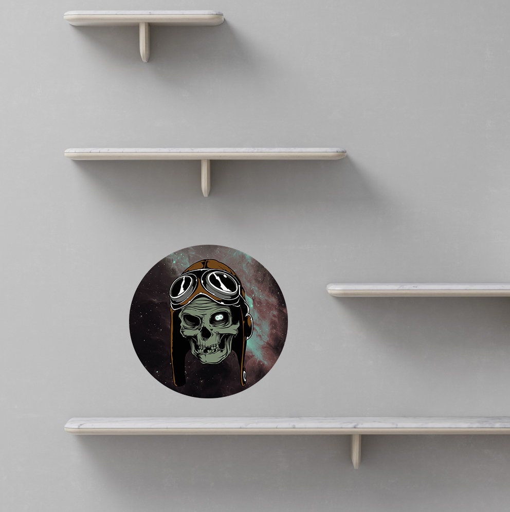 Skull Pilot Wall Decal, Skull Pilot Wall sticker, Skull Pilot wall decor