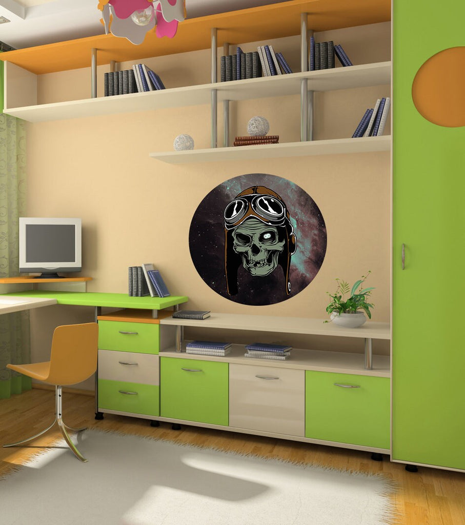 Skull Pilot Wall Decal, Skull Pilot Wall sticker, Skull Pilot wall decor
