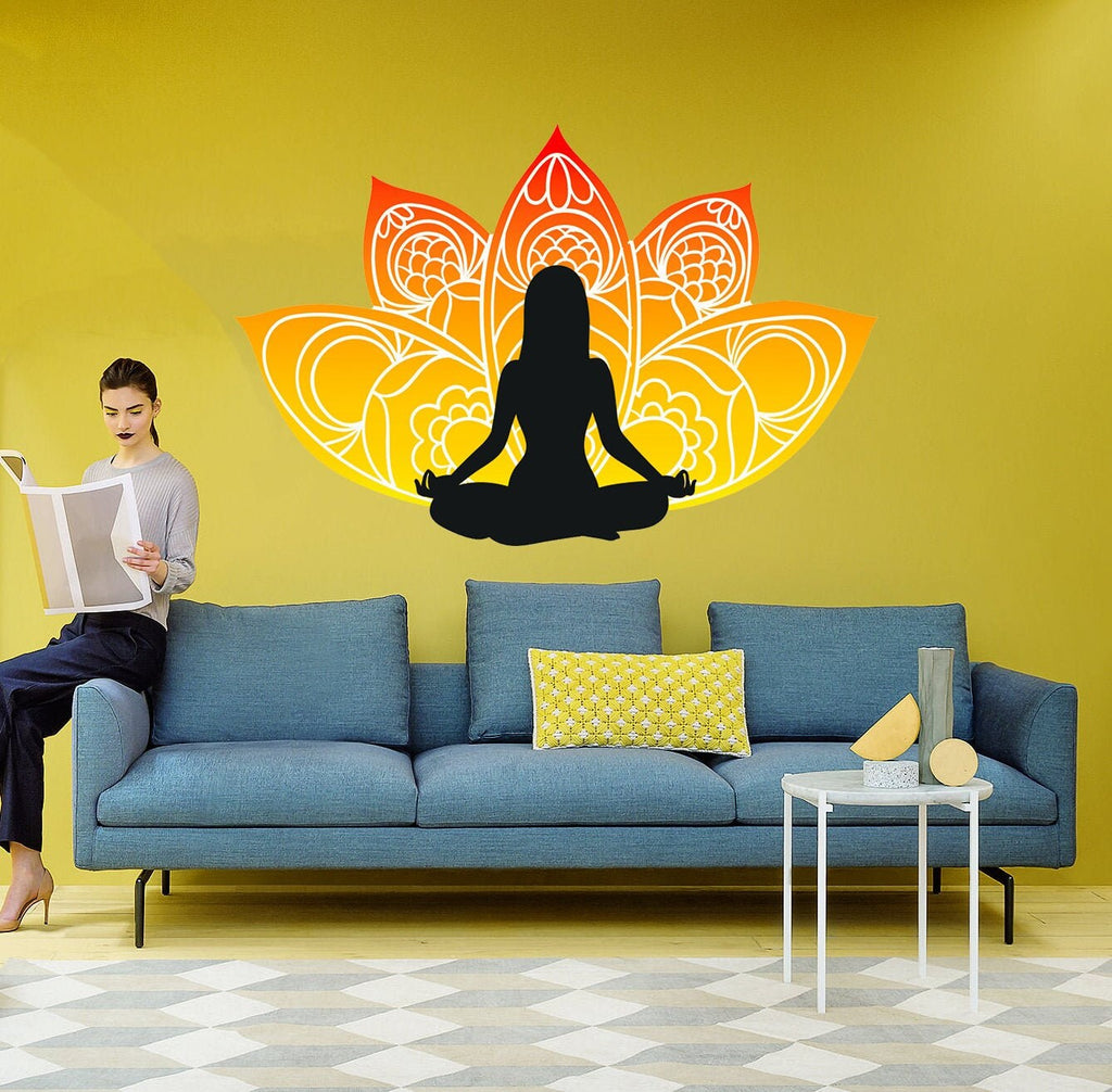 Colorful Lotus Decal, Meditation Décor, Yoga Studio Decor