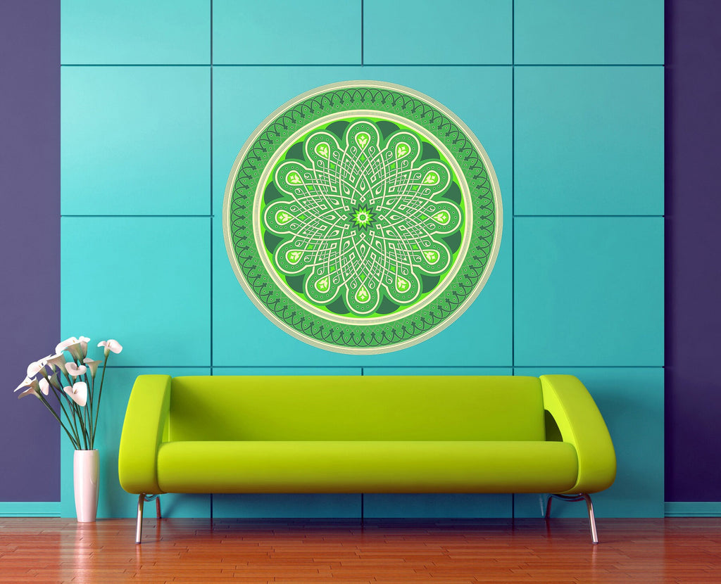 Green Mandala Wall Decal, Green Mandala Wall sticker, Green Mandala wall decor