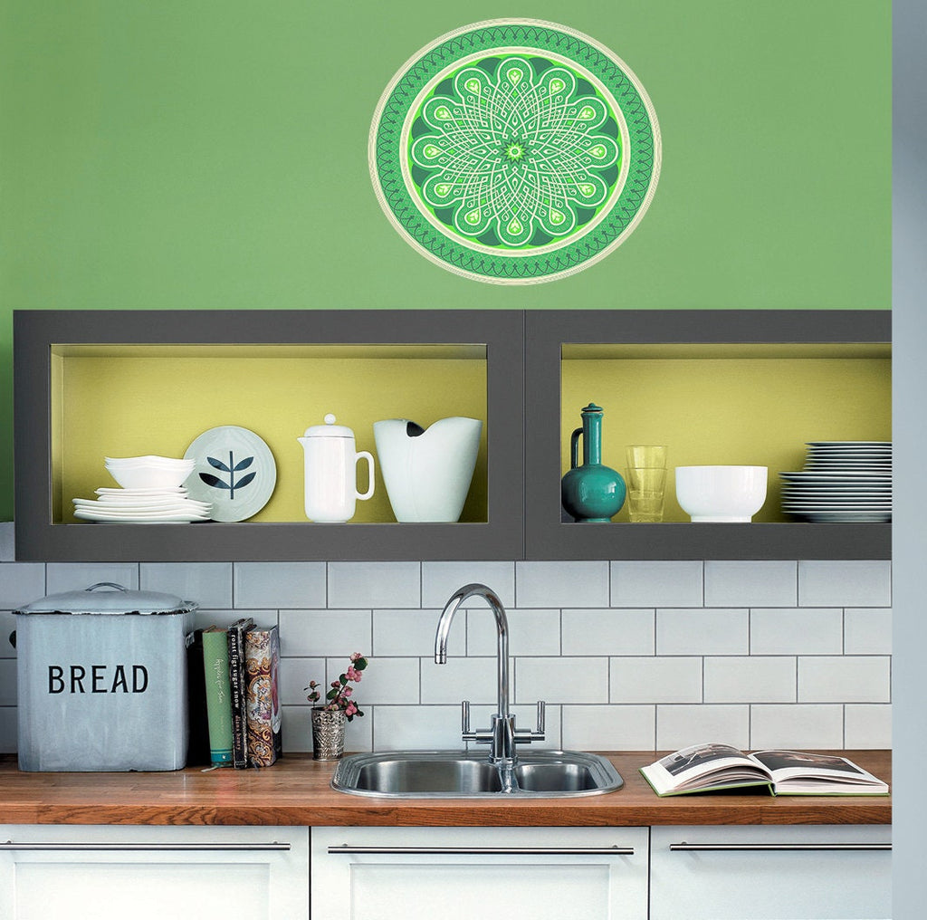 Green Mandala Wall Decal, Green Mandala Wall sticker, Green Mandala wall decor