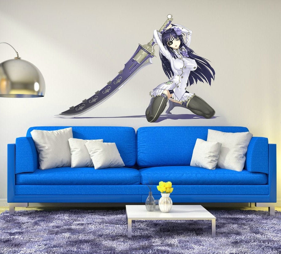 Anime Warrior Girl Decal, Anime Warrior Girl Sticker, Anime Warrior Girl Wall Decor
