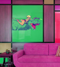Load image into Gallery viewer, Anime Girl Dinosaur Wall Decal, Anime Girl Dinosaur Wall sticker, Anime Girl Dinosaur wall decor