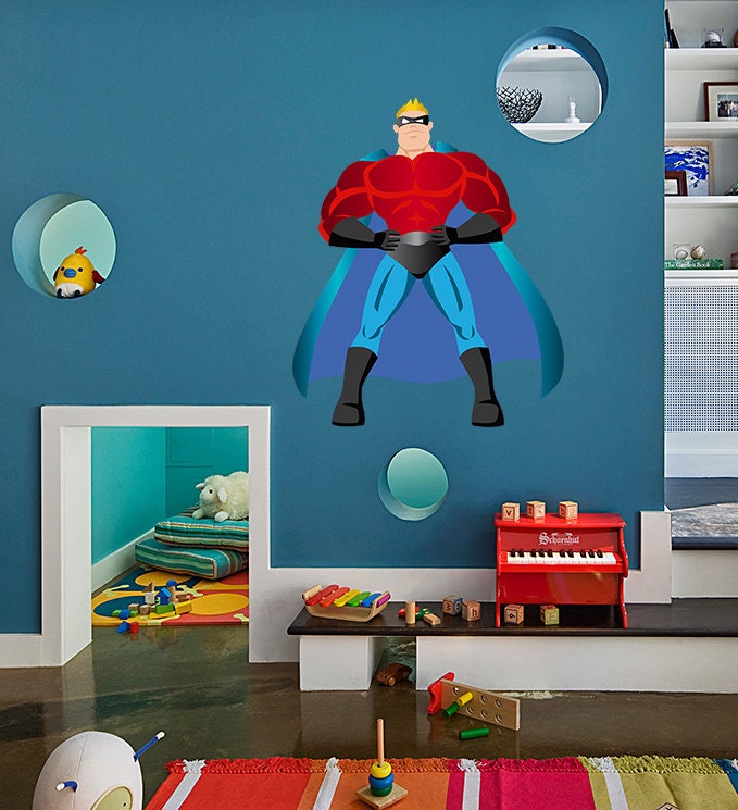 Superhero Wall Decal, Superhero Wall sticker, Superhero wall decor