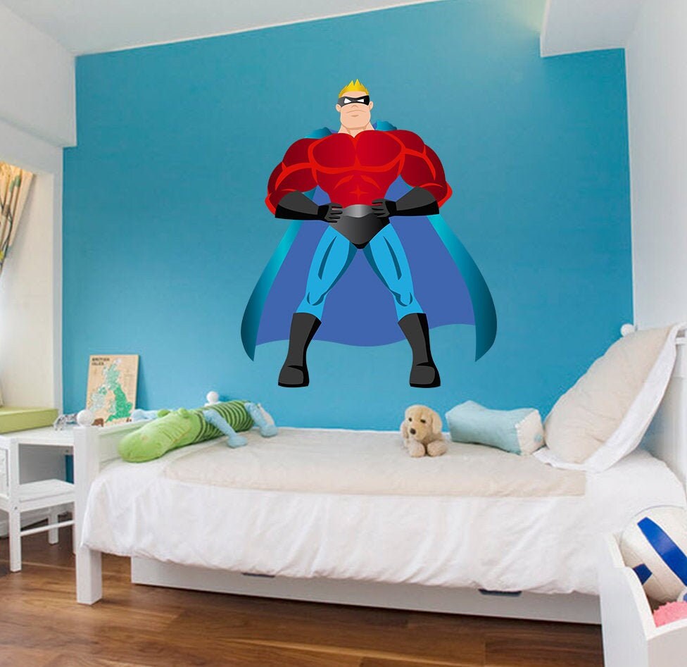 Superhero Wall Decal, Superhero Wall sticker, Superhero wall decor