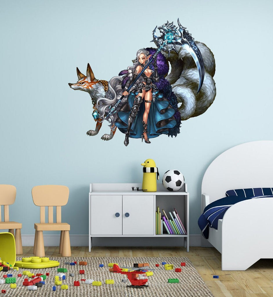 Fantasy Anime Girl Decal, Fantasy Anime Girl Sticker, Fantasy Anime Girl Wall Decor