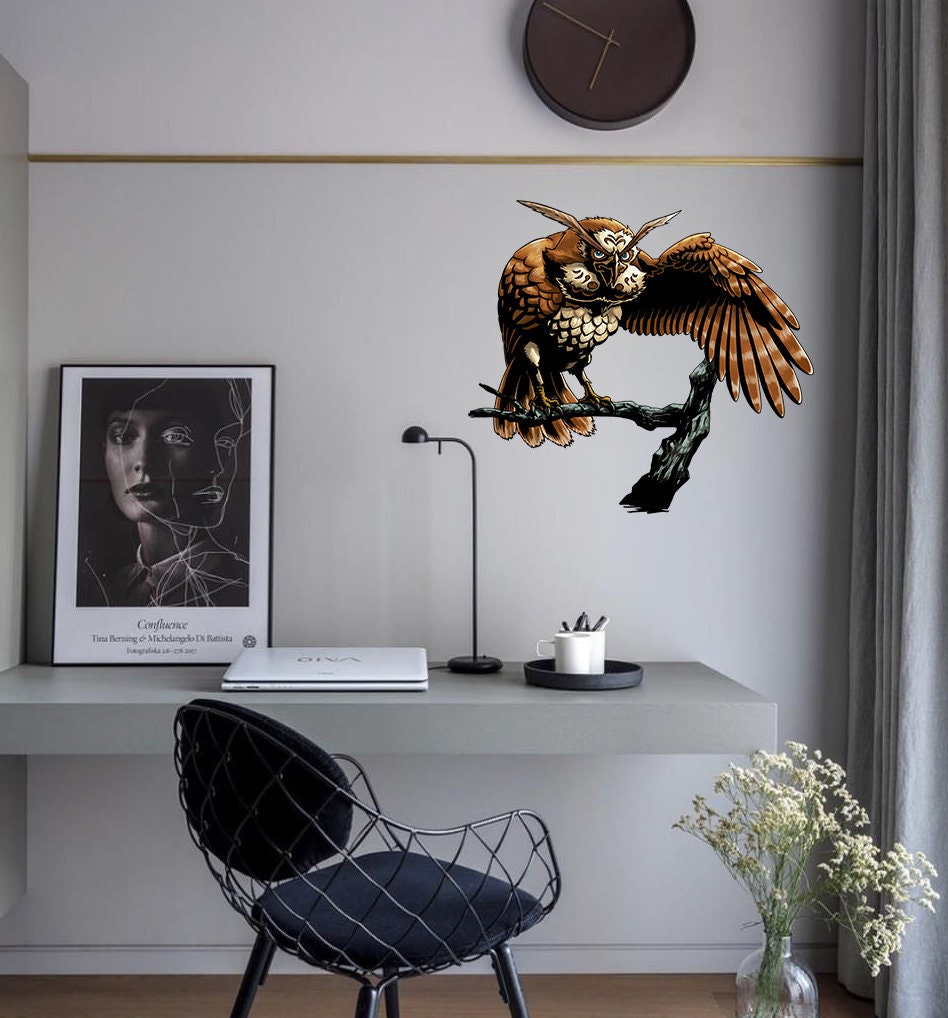 Fantasy Owl Decal, Fantasy Owl Sticker, Fantasy Owl Wall Decal