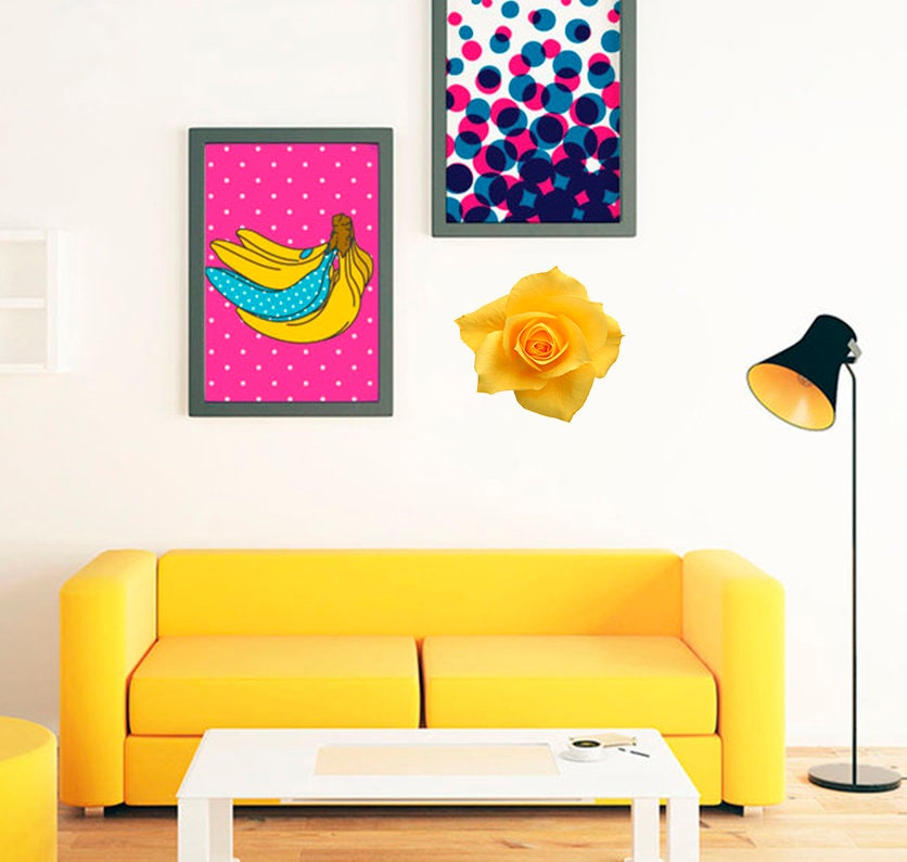 Yellow rose Wall Decal, Yellow rose Wall sticker, Yellow rose wall decor