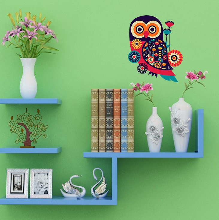 Boho Owl Wall Decal, Boho Owl Wall sticker, Boho Owl wall decor