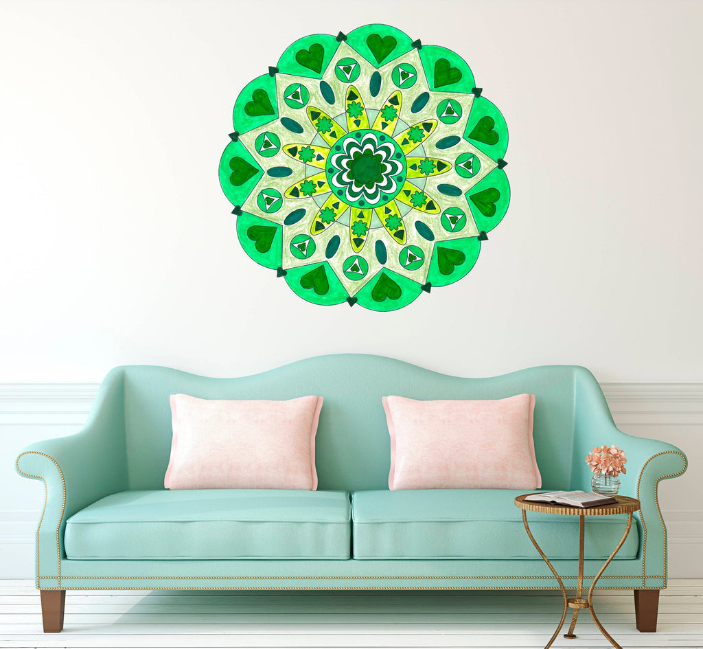 Mandala Heart Wall Decal, Mandala Heart Wall sticker, Mandala Heart wall decor