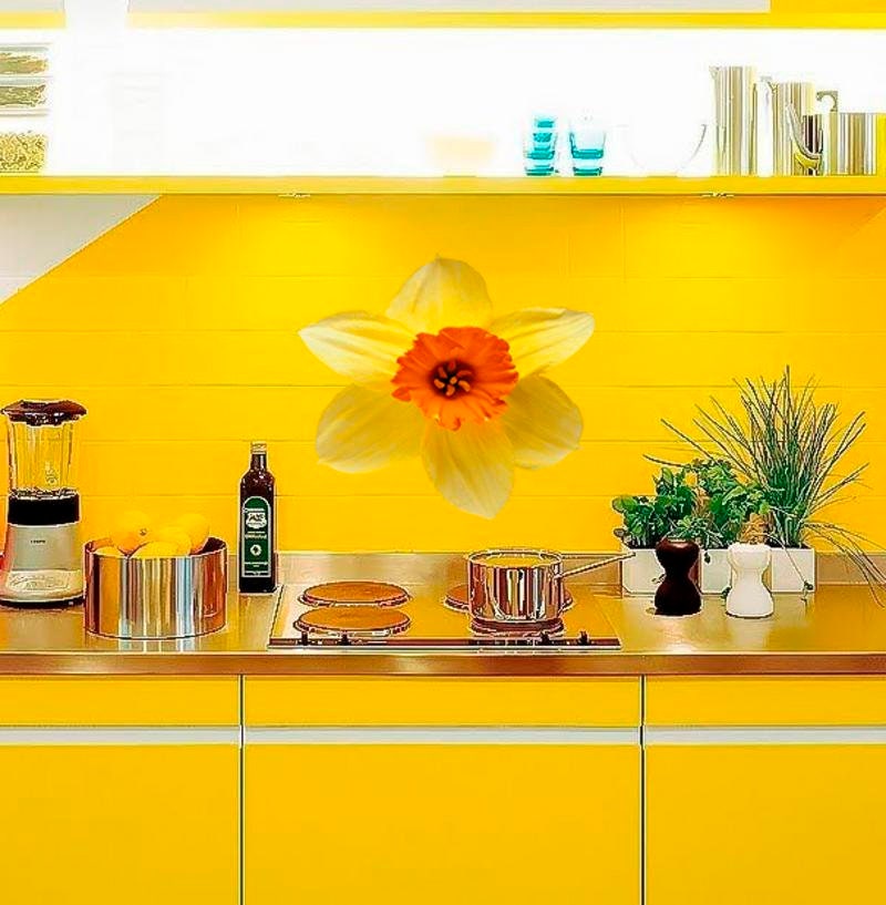 Yellow Orchid Flower Wall Decal, Yellow Orchid Flower Wall sticker, Yellow Orchid Flower wall decor