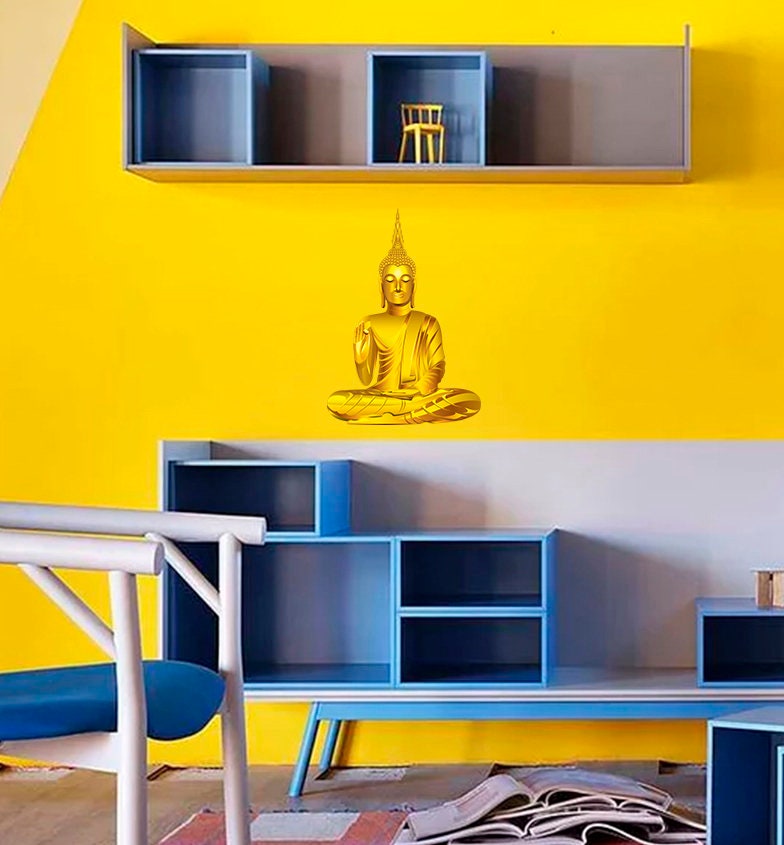 Golden Buddha Sticker, Golden Buddha Wall Decal, Golden Buddha Wall Decor