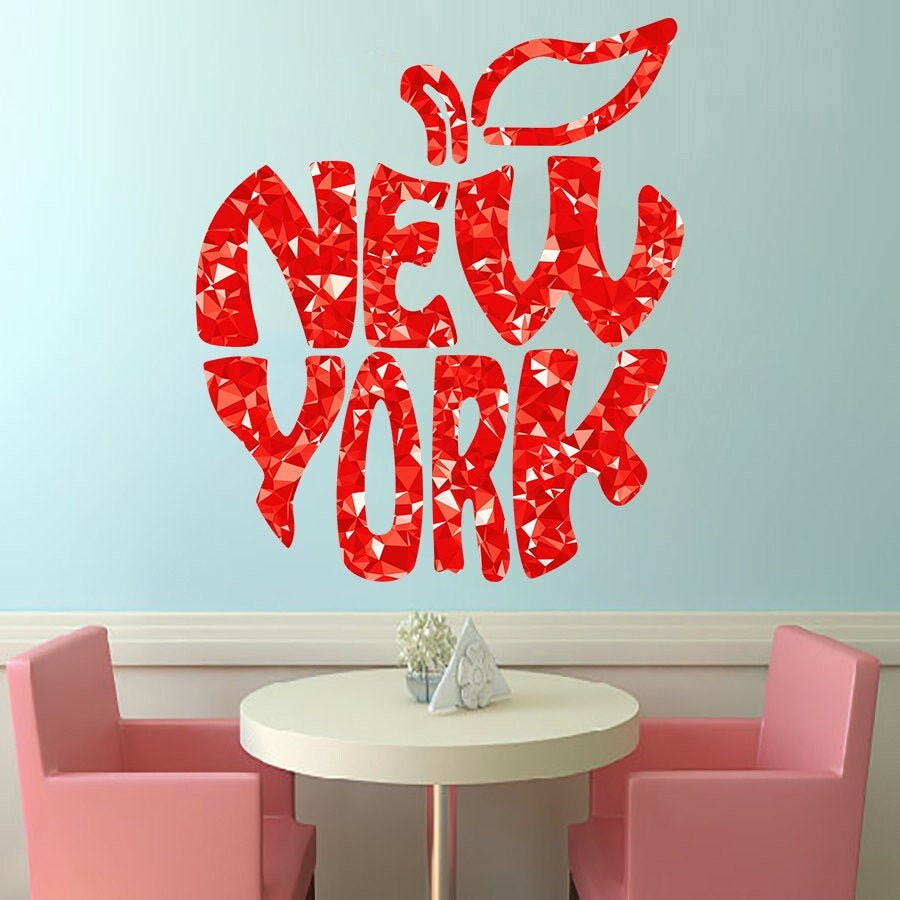 New York Apple Wall Decal, New York Apple Wall sticker, New York Apple wall decor