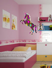 Load image into Gallery viewer, Floral Unicorn Decal, Floral Unicorn Sticker, Floral Unicorn Wall Decor