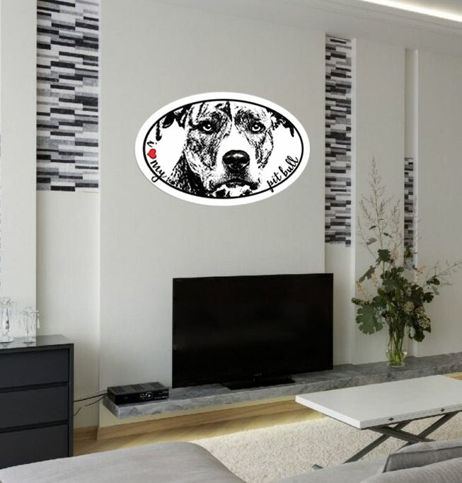 Pitbull Sticker, Pitbull Decal, Love my Pitbull Wall Decor