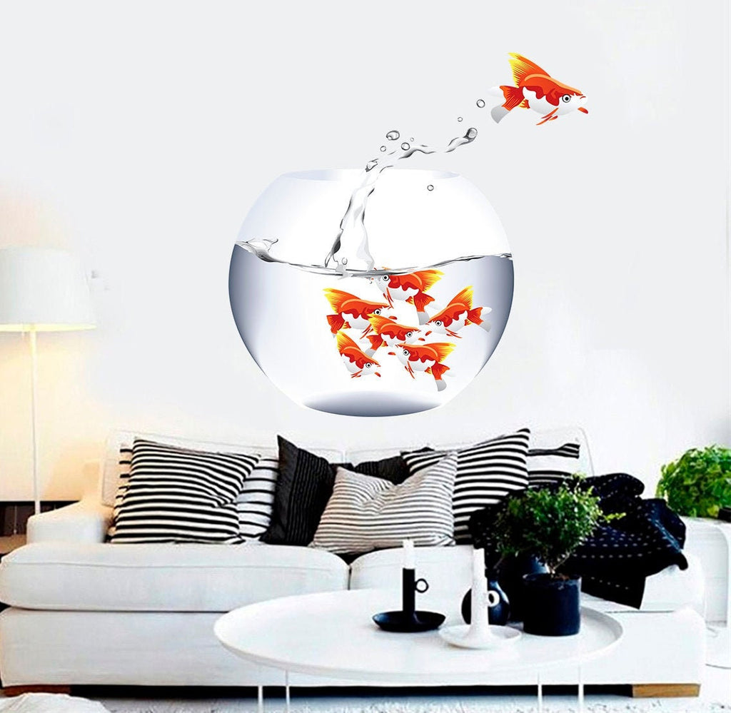 Gold Fish Decal, Gold Fish Sticker, Gold Fish Wall Decor