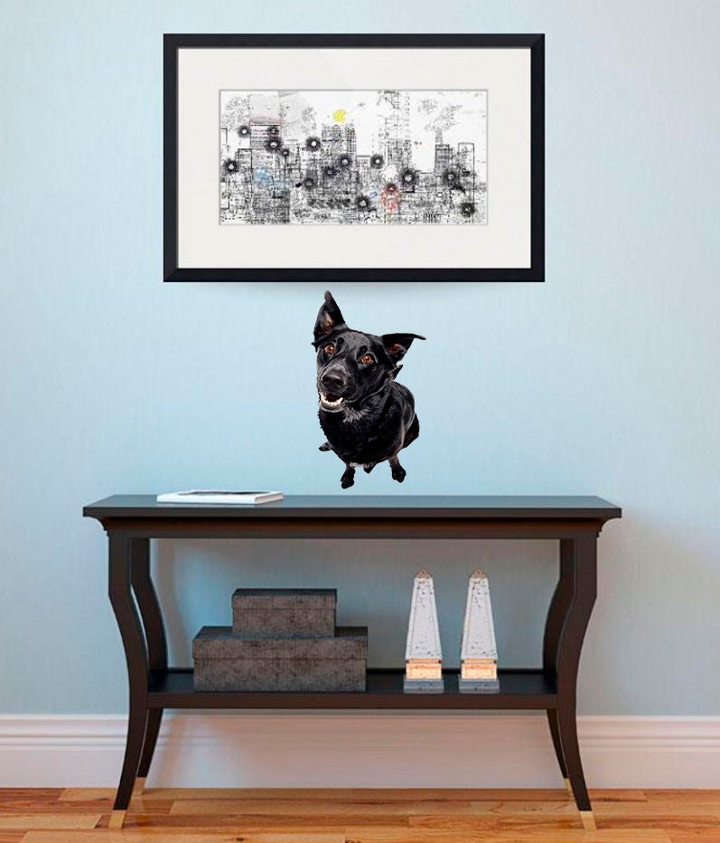 3D Dog Decal, 3D Dog sticker, 3D Dog Wall Decor