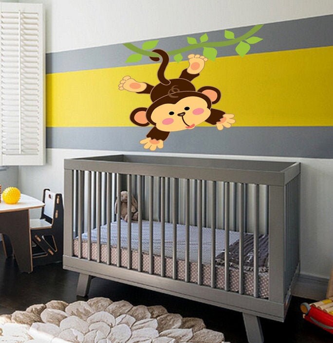 Baby Monkey decal, Baby Monkey Sticker, Monkey Nursery Wall Decal