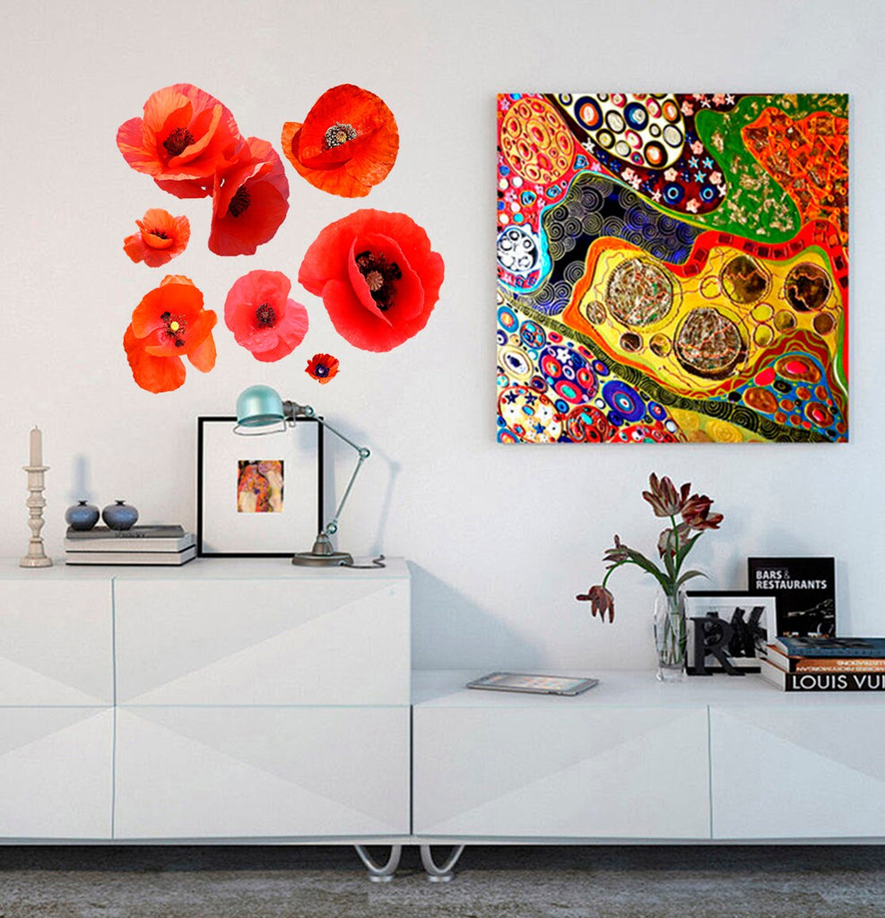 Poppy Flowers Decal, Poppy Flowers Sticker, Poppy Flowers Wall Decor