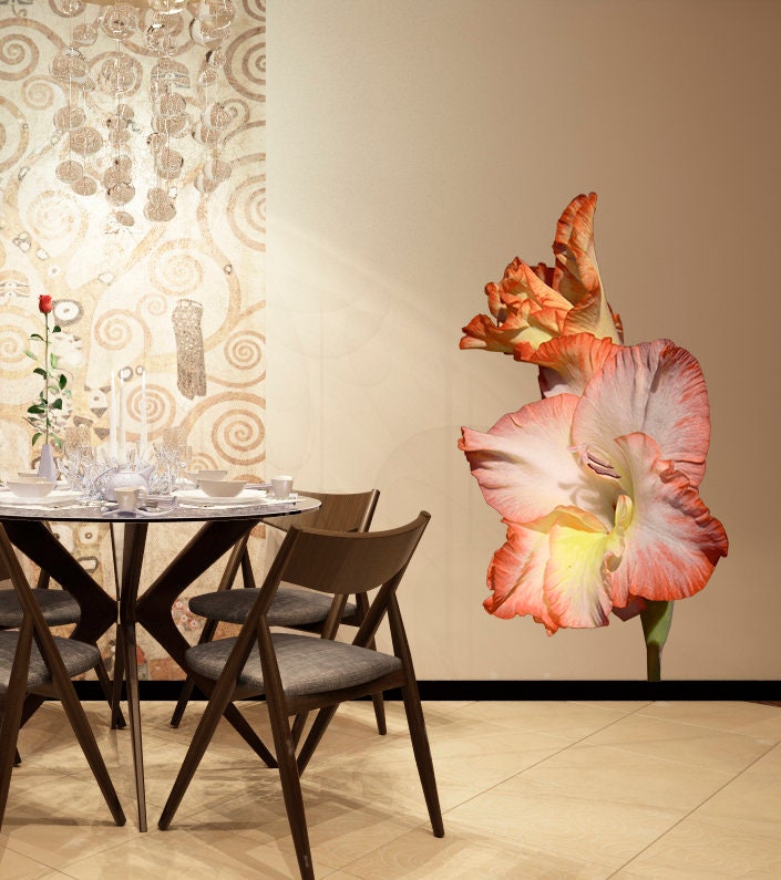 Orange Orchid Wall Decal, Orange Orchid Wall sticker, Orange Orchid wall decor