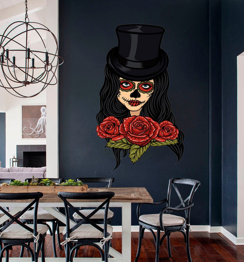 Day of the Dead Decor, Zombie Girl Decal , Mexican Day of the Dead