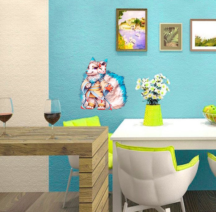 Anime Fox Decal, Anime Fox Sticker, Anime Fox Wall Decor
