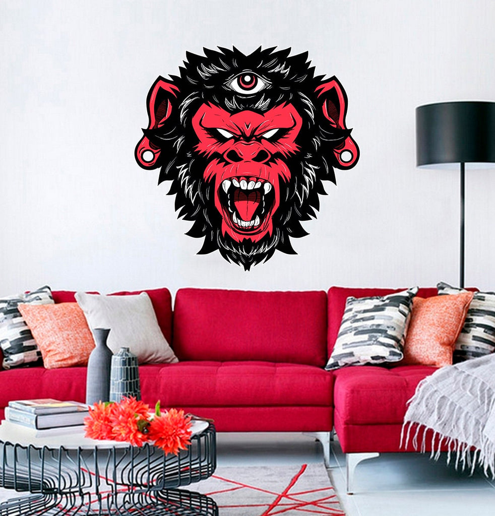 Three Eyed Monkey Decal, Monkey Sticker, Spiritual Monkey Decor