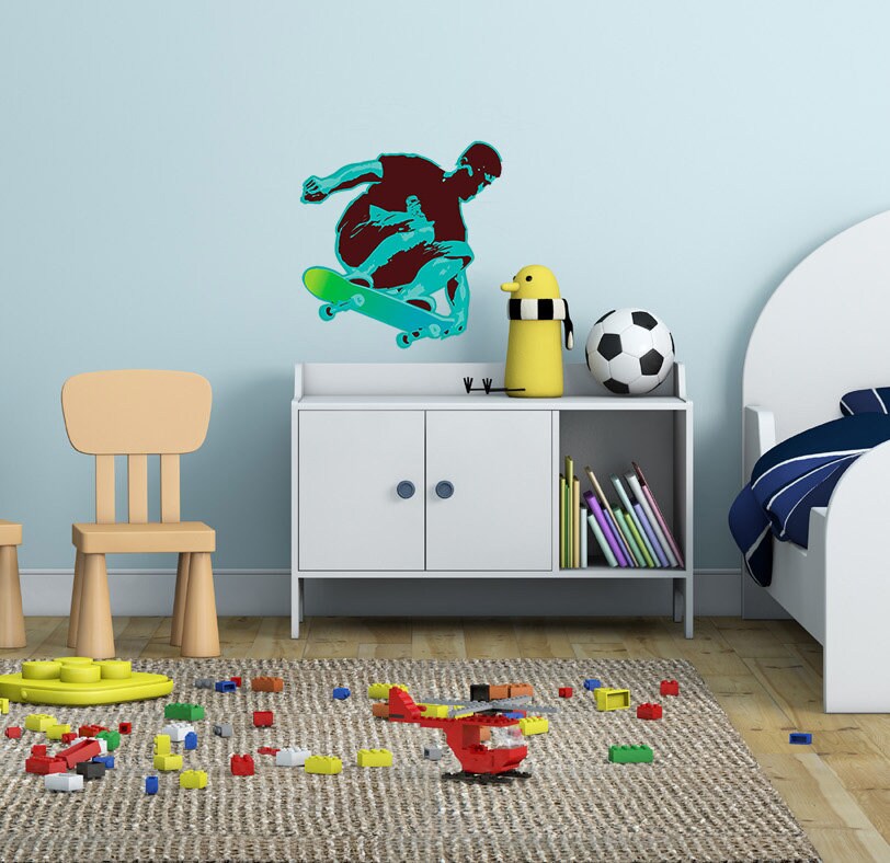 Skateboarder Decal, Skateboarder Sticker, Skateboarder Boys Room Decor