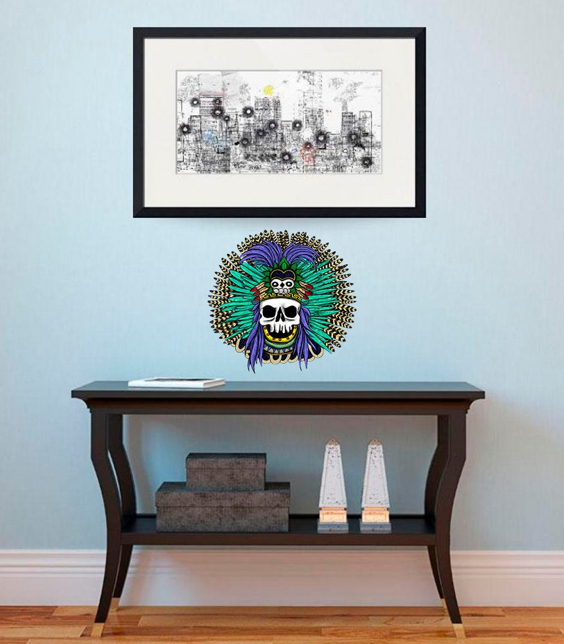 Indian Skull Decal, Indian Skull Sticker, Indian Skull Wall Decor