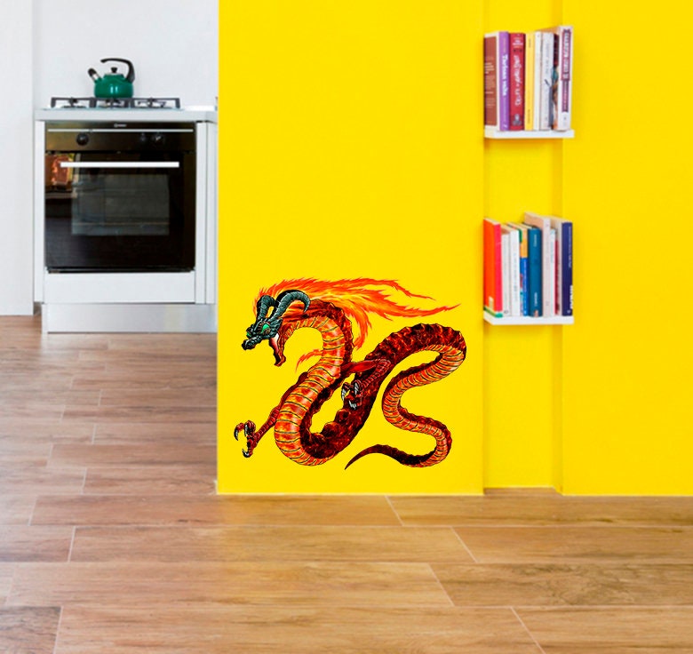 Fire Dragon Wall Decal, Fire Dragon Wall sticker, Fire Dragon wall decor