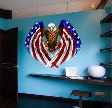 Load image into Gallery viewer, US Flag Decal, Bald Eagle USA Flag Wall Sticker, Patriotic Home Decor, Wings Of The American Flag Vinyl Wallpaper, American Symbol Wall Art