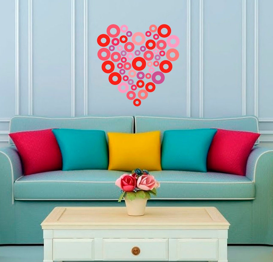 Heart Circles Wall Decal, Heart Circles Wall sticker, Heart Circles wall decor