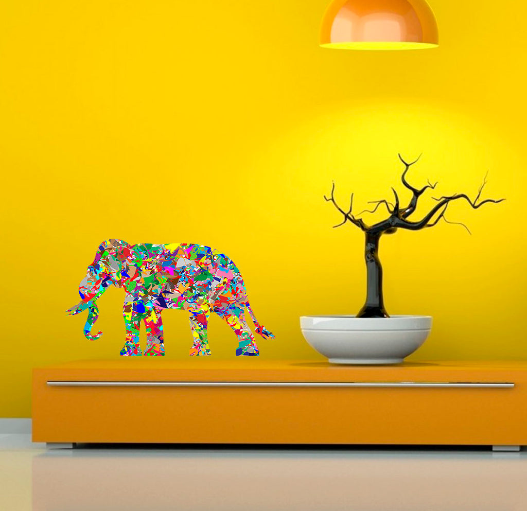 Colored Elephant Decal, Colored Elephant Sticker, Colored Elephant Decor
