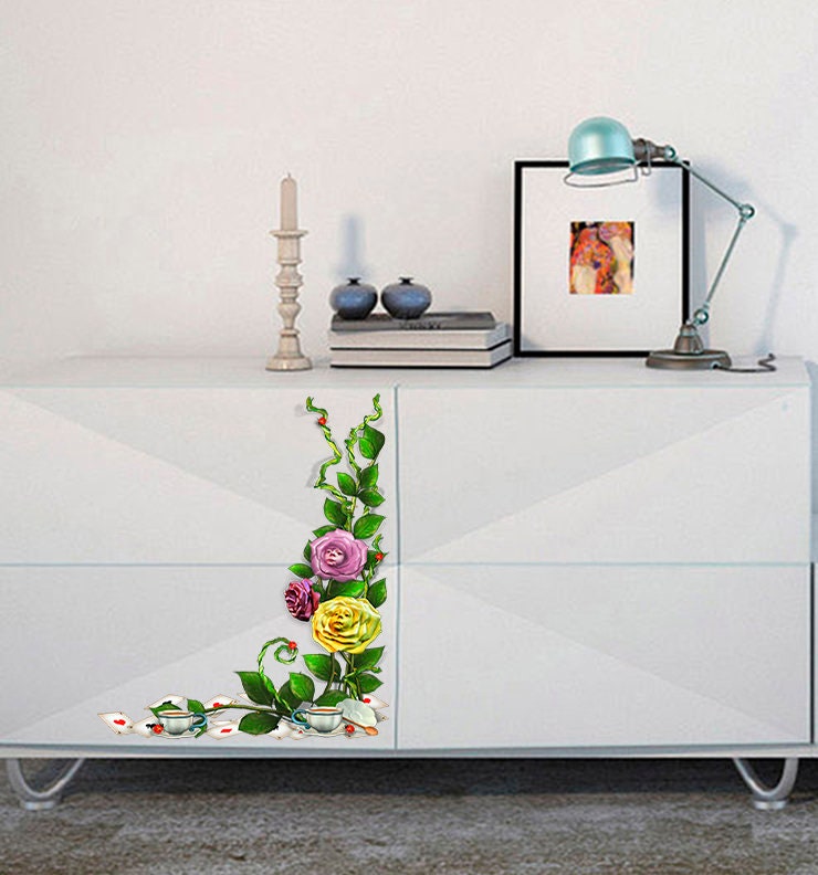 3D Roses Decal, 3D Roses Sticker, 3D Roses Kitchen Decor, 3D Roses Restaurant Wall Decor