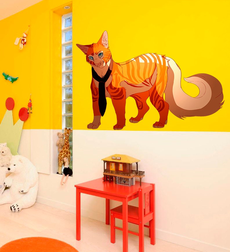 Anime Cat Sticker, Anime Cat Decal, Anime Cat Wall Decor, Anime Cat Wall Art