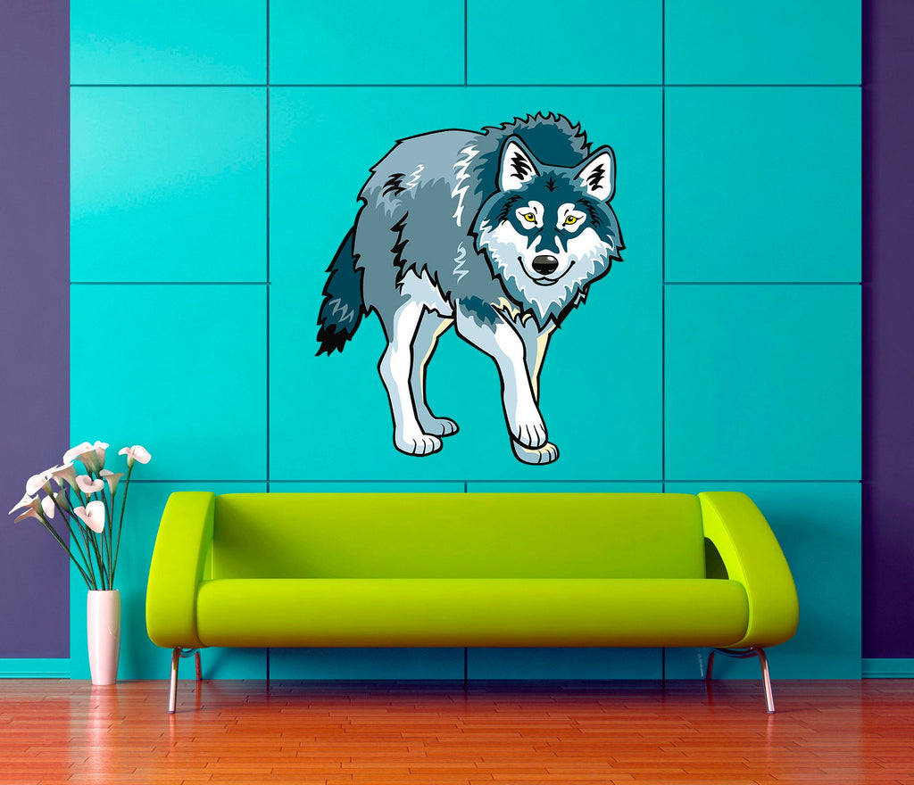 Cartoon Wolf Decal, Cartoon Wolf Sticker, Cartoon Wolf Nursery Decor