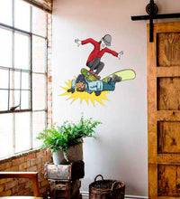 Load image into Gallery viewer, Skateboard vs Snowboard Art, Skateboard vs Snowboard Decal, Skateboard vs Snowboard Sticker