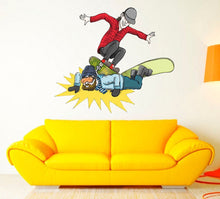 Load image into Gallery viewer, Skateboard vs Snowboard Art, Skateboard vs Snowboard Decal, Skateboard vs Snowboard Sticker