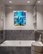Load image into Gallery viewer, Dolphins Window in Wall Decal, Dolphins Window in Wall sticker, Dolphins Window in wall decor