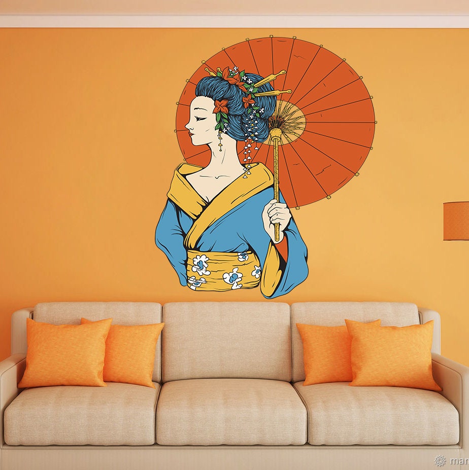 Geisha Sticker, Geisha Decal, Geisha Wall Art