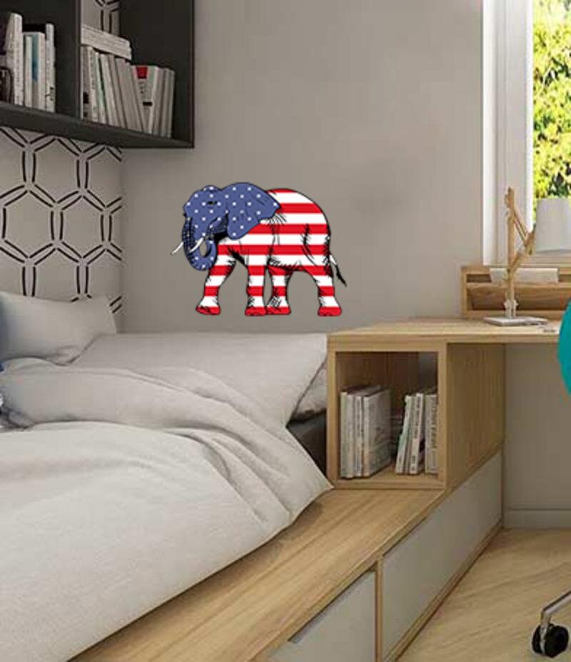 Republican Elephant Sticker, USA Flag decal, United States of America Wall Art, US Patriotic Vinyl Wallpaper, Home Office Decor, Animal