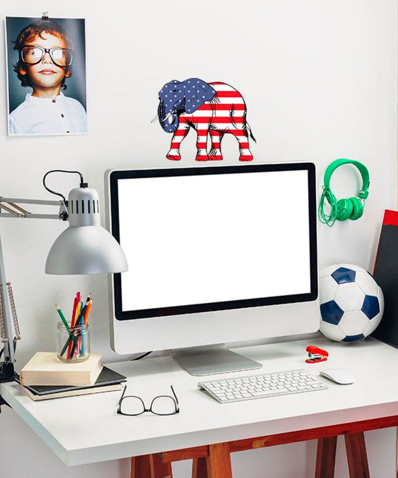 Republican Elephant Sticker, USA Flag decal, United States of America Wall Art, US Patriotic Vinyl Wallpaper, Home Office Decor, Animal