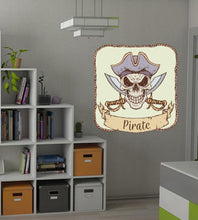 Load image into Gallery viewer, Pirate Skull Wall Decal, Pirate Skull Wall sticker, Pirate Skull wall decor