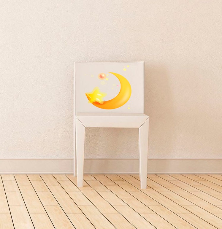 Moon and Stars Nursery Decal, Moon and Stars Nursery Sticker, Moon and Stars Wall Decor
