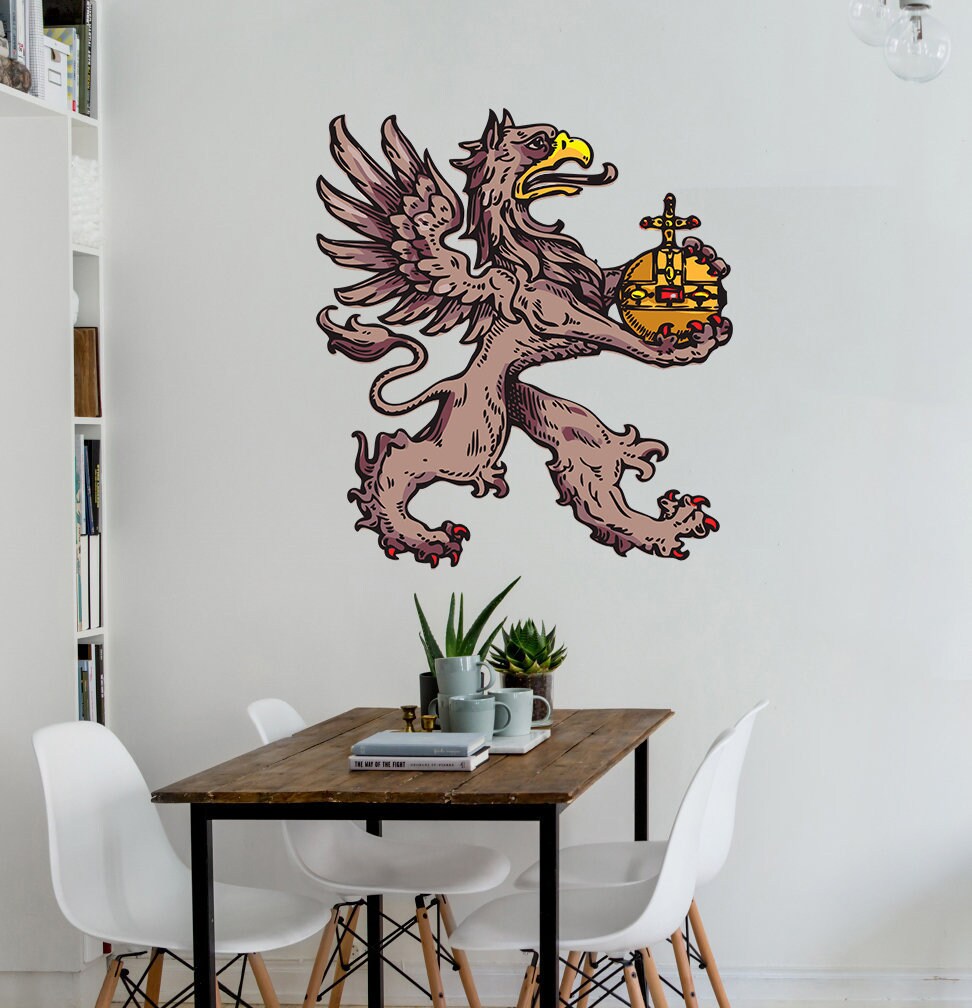Heraldic Griffon Decal, Heraldic Griffon Sticker, Heraldic Griffon Wall Decor