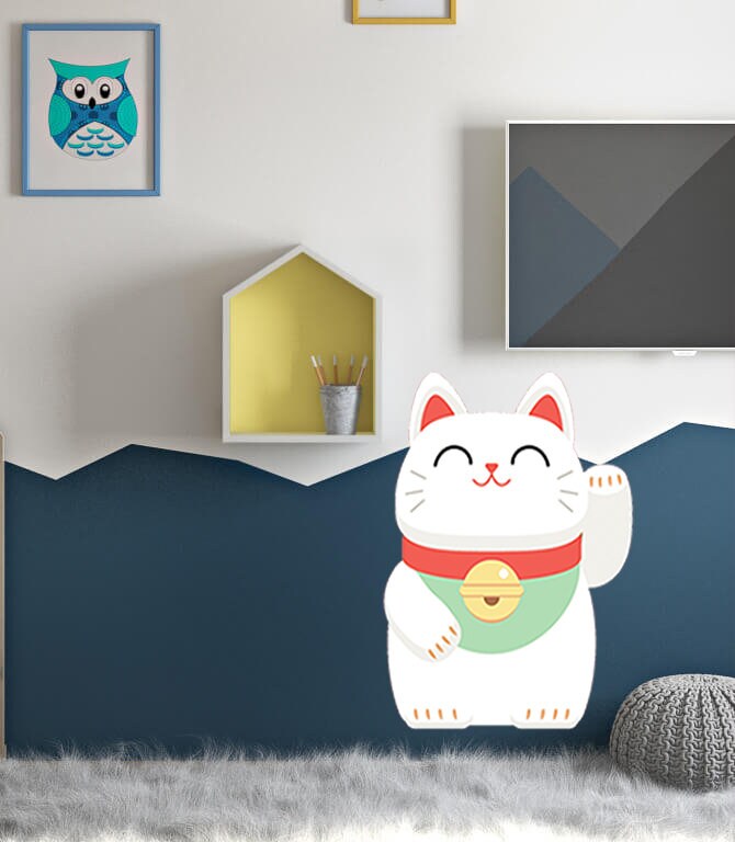 Money Cat Maneki-neko Wall Decal, Money Cat Maneki-neko Wall sticker, Money Cat Maneki-neko wall decor