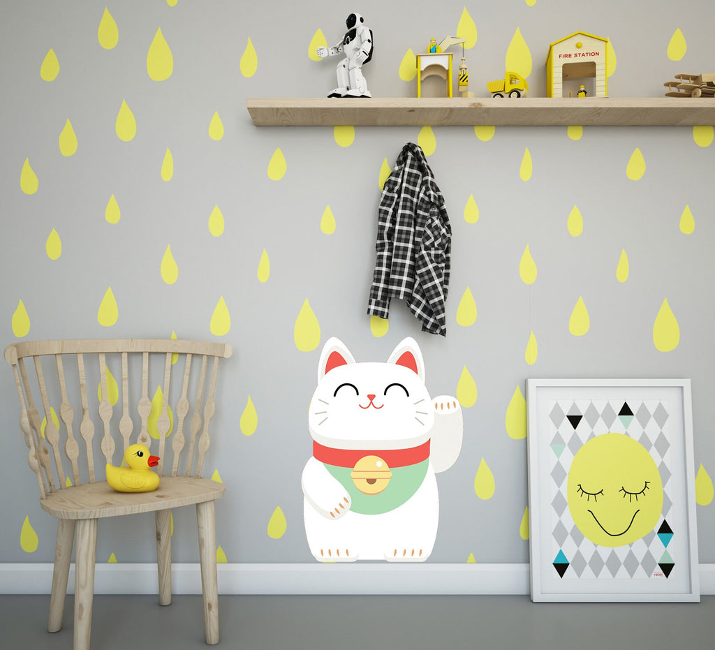 Money Cat Maneki-neko Wall Decal, Money Cat Maneki-neko Wall sticker, Money Cat Maneki-neko wall decor