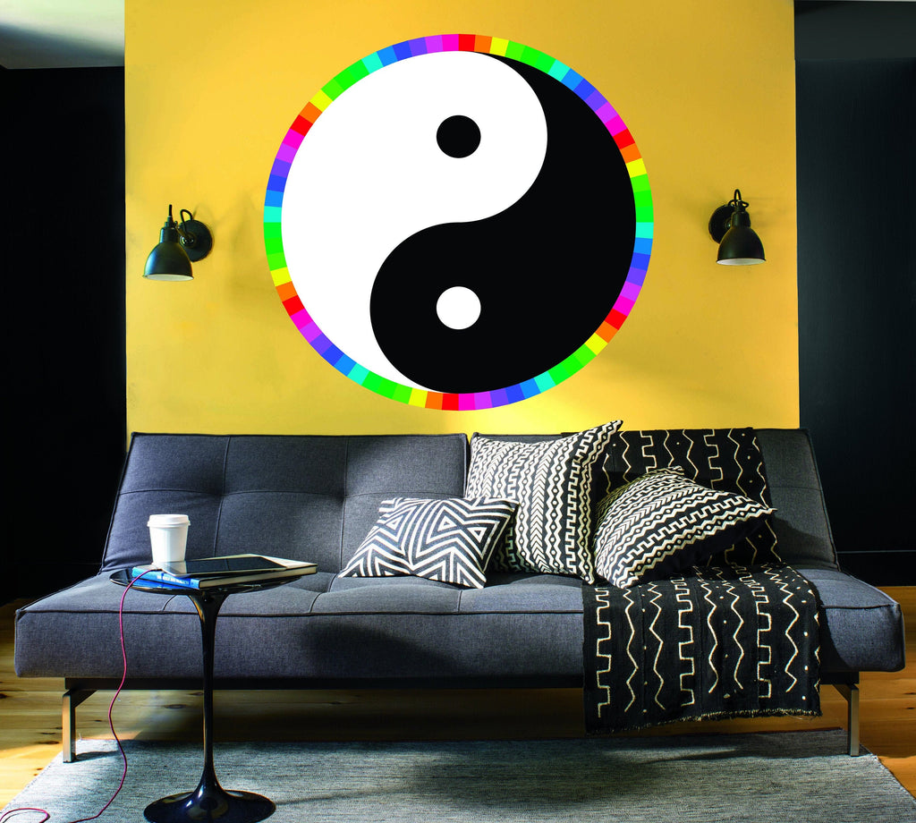 Yin Yang Rainbow Wall Decal, Yin Yang Rainbow Wall sticker, Yin Yang Rainbow wall decor